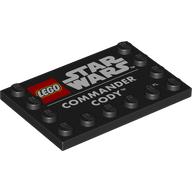Lego Plate Special 4 x 6, Studs on 3 Edges with 'LEGO STAR WARS COMMANDER CODY' Print