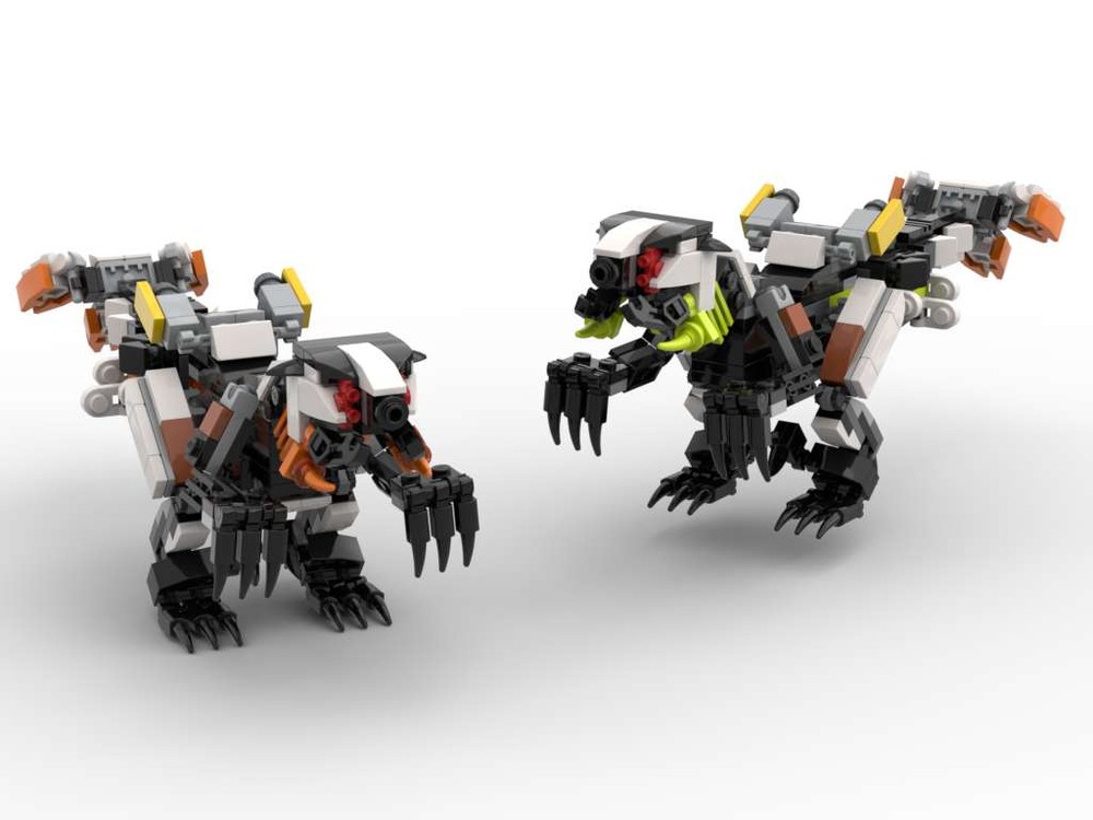 Lego Fire & Acid Clawstriders from Horizon Forbidden West
