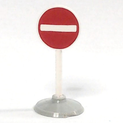 Lego Road Sign Old Round with No Entry Print & Type 1 Base