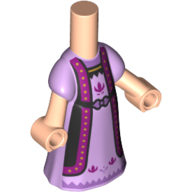 Lego Microdoll Body Long Dress Lavender with Black/Purple Trim, Medium Lavender Underdress, Light Nougat Hands