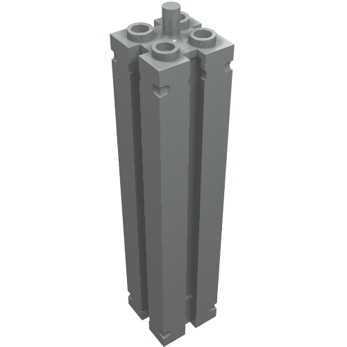 Lego Support 2 x 2 x 8 with Grooves, Smooth On All Sides, Top Peg / Light Gray