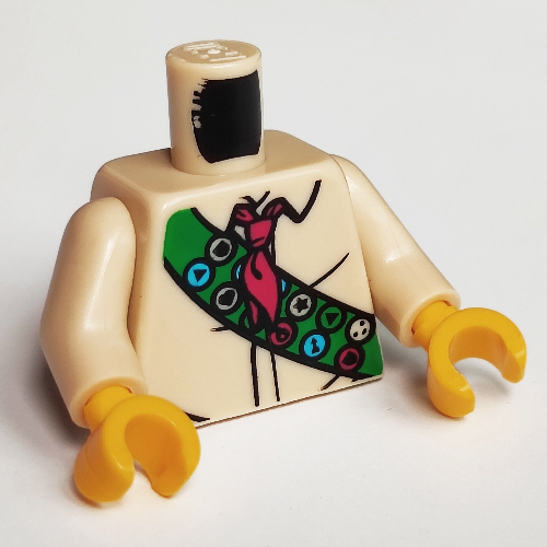 Lego Torso Shirt, Red Tie, Green Sash with Buttons Print (Boy/Girl Scout), Tan Arms, Yellow Hands / Tan