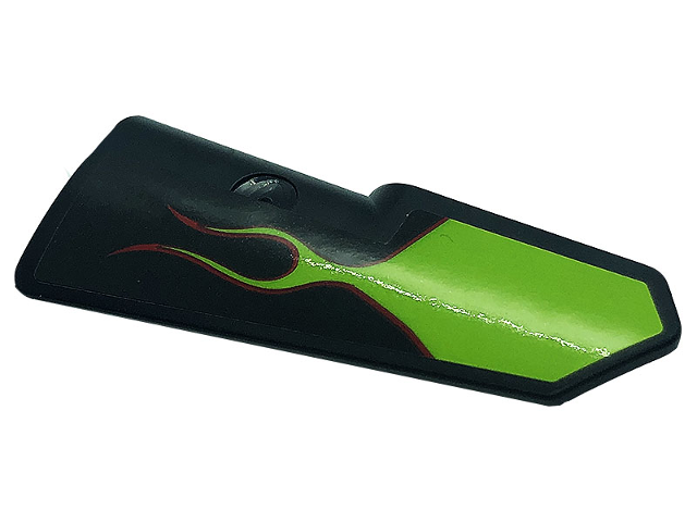 Lego Technic, Panel Fairing #21 Very Small Smooth, Side B with Lime Flames Pattern (Sticker) - Set 42118 / Black