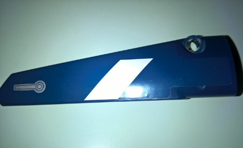 Lego Technic, Panel Fairing # 6 Long Smooth, Side B with White Stripe and Door Handle Pattern (Sticker) - Set 41999