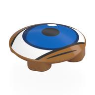 Lego Plate Round 2 x 2 with Rounded Bottom with White Eye, Blue Iris Print / Medium Nougat