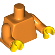 Lego Torso, Orange Arms, Yellow Hands [Plain] / Orange