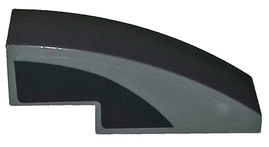 Lego Slope, Curved 3 x 1 with Curved Black Window Area on Dark Bluish Gray Background Pattern Model Left Side (Sticker) - Set 75877