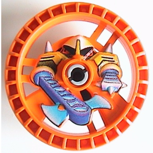 Lego Technic Disc 5 x 5 Notched, Axer Print / Orange