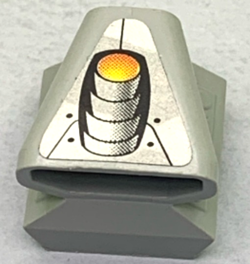 Lego Vehicle, Air Scoop Engine Top 2 x 2 with Exhaust Pipe on Silver Background Pattern (Sticker) - Set 8899 / Light Bluish Gray
