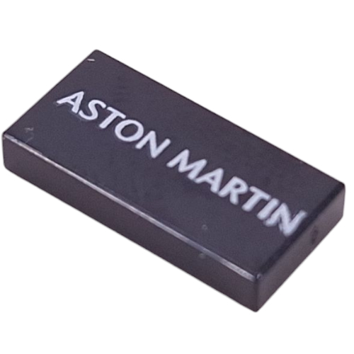 Lego Tile 1 x 2 with White 'ASTON MARTIN' Print