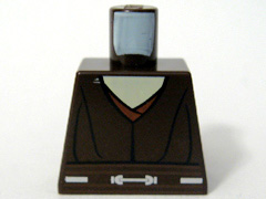 Lego Torso SW Jedi Robe over Tan Shirt, Reddish Brown Trim, Belt with Silver Lines and Details Pattern / Dark Brown