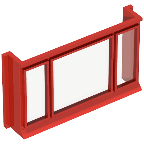 Lego Window 1 x 6 x 3 3-Pane with Glass for Slotted Bricks / Red
