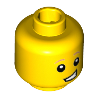 Lego Minifig Head Rocket Boy, Dark Orange Eyebrows, Lopsided Open Grin Print / Yellow