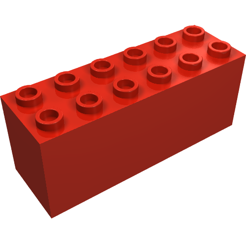 Lego Brick Special 2 x 6 x 2 Weight with Sealed Bottom and Dimples on Ends / Red