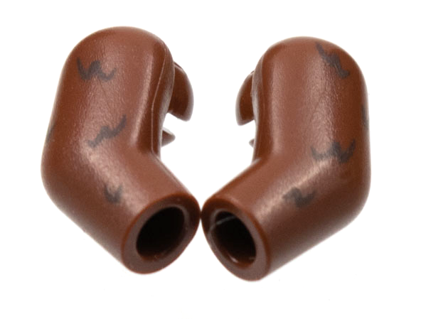 Lego Arm, (Matching Left and Right) Pair with Dark Brown Fur Pattern / Reddish Brown