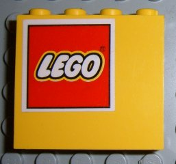 Lego Panel 1 x 4 x 3 - Solid Studs with LEGO Logo on White Background Pattern Model Right Side (Sticker) - Set 4030