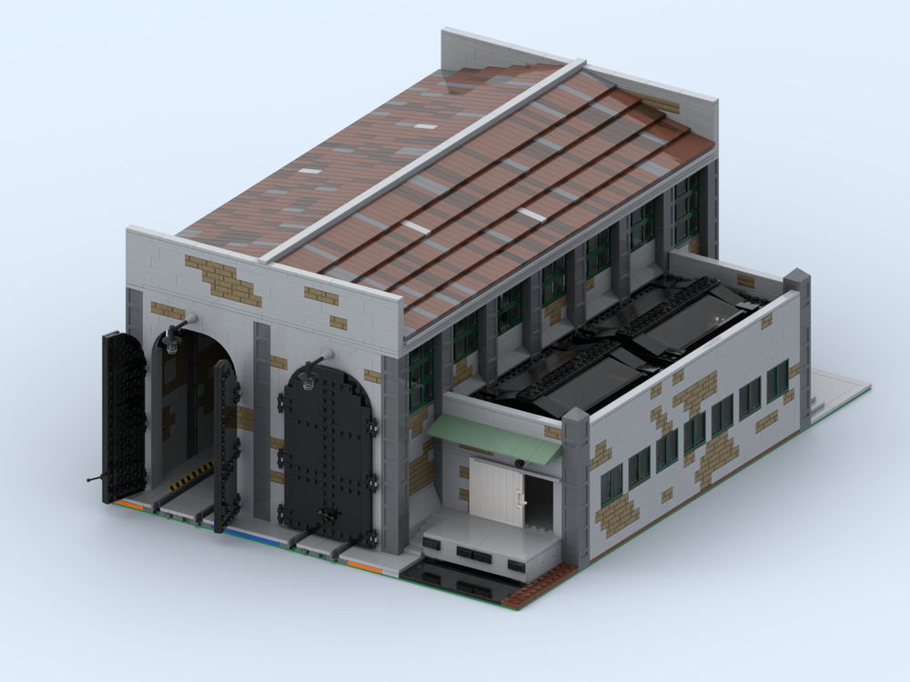 Lego Train Maintenance Building with Machine Shop