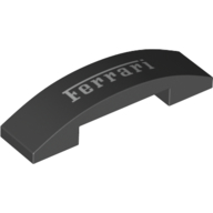 Lego Brick Curved 4 x 1 Double with No Studs with White 'Ferrari' print / Black