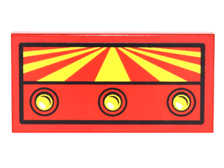 Lego Tile 2 x 4 with Red and Yellow Perspective View and 3 Buttons Pattern (Sticker) - Set 6857 / Red
