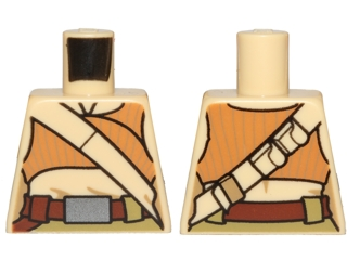 Lego Torso Female Dark Orange Crop Top and Tan Diagonal Belt Pattern (SW Resistance Soldier) / Tan