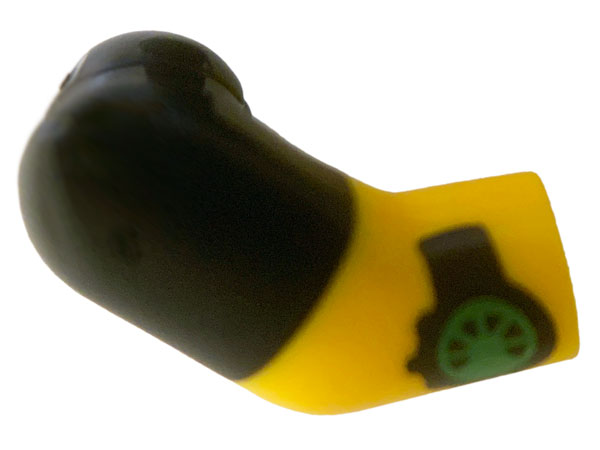 Lego Arm, Right with Black Short Sleeve, Bright Green Watch Pattern / Yellow
