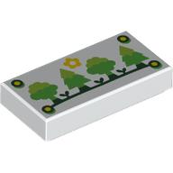 Lego Tile 1 x 2 with Nails, Sun, Bright Green/Lime Trees on Dark Green Ground Print