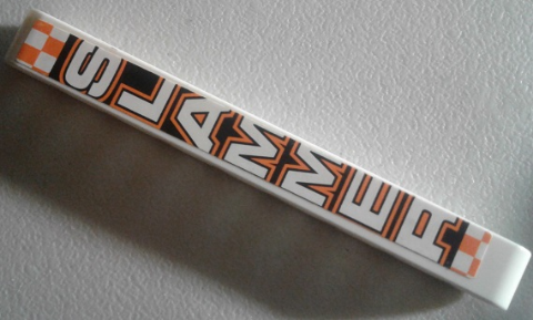 Lego Technic, Liftarm Thick 1 x 9 with 'SLAMMER' on Orange and White Checkered Background Pattern (Sticker) - Set 8135