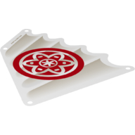 Lego Sail, Triangular, 16 x 18 Tapered Top and Wavy Edge with Red Circle with Petals and Inner Circle Print