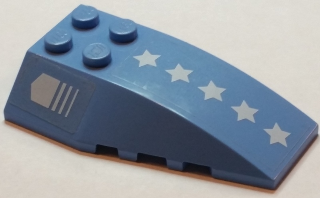 Lego Wedge 6 x 4 Triple Curved with 5 White Stars and Fading Arrow Pattern Model Left Side (Stickers) - Set 7709