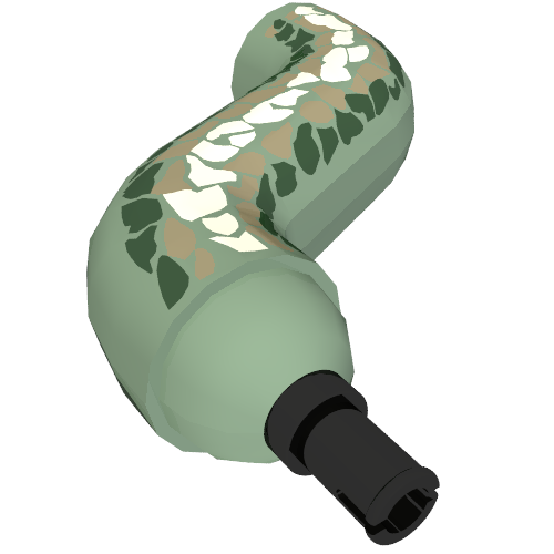 Lego Animal Body Part, Snake / Serpent Neck S-Curve with Fixed Pin with Scales Print (Basilisk) / Sand Green