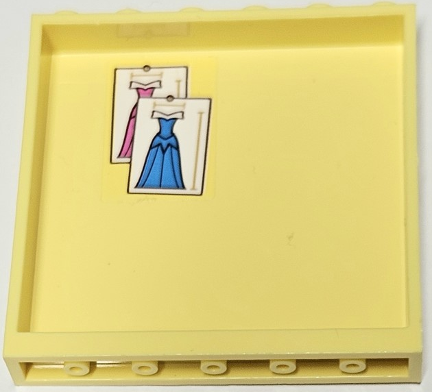 Lego Panel 1 x 6 x 5 with 2 Pinned Pictures of Dark Azure and Dark Pink Dresses Pattern (Sticker) - Set 43188