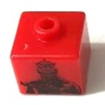 Lego Pen Bead, Square with Darth Maul, Obi-Wan Kenobi Print / Red