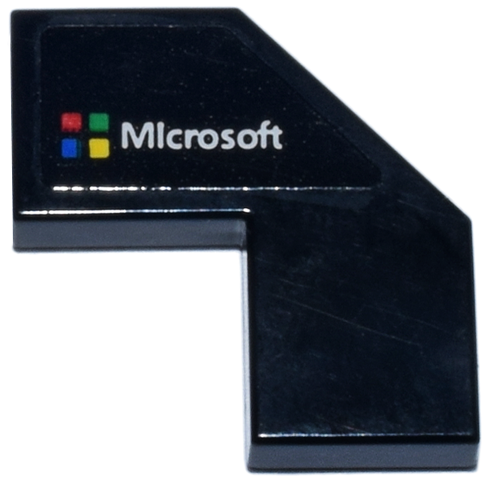 Lego Tile, Modified Facet 2 x 2 with White 'Microsoft' and 4 Squares Logo Pattern Model Right Side (Sticker) - Set 77248