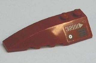 Lego Wedge 6 x 2 Left with Number 32 and White Lines and Arrow Pattern (Sticker) - Sets 7298 / 7477 / Dark Red