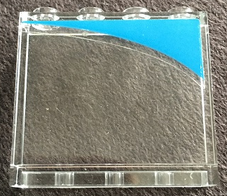 Lego Panel 1 x 4 x 3 with Side Supports - Hollow Studs with Dark Azure Curve Pattern Model Left Side (Sticker) - Set 10252