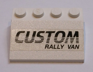 Lego Slope 33 3 x 4 with Black 'CUSTOM RALLY VAN' Pattern (Sticker) - Set 5550
