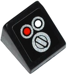 Lego Slope 30 1 x 1 x 2/3 with Red and White Buttons and Switch Pattern (Sticker) - Set 42032