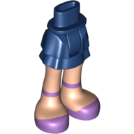 Lego Minidoll Hips and Layered Skirt with Light Nougat Legs and Lavender Shoes Print / Dark Blue