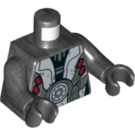 Lego Torso, Armor with Silver and Red Print (M-OC Hunter Droid), Pearl Titanium Arms, Black Hands