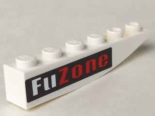 Lego Slope, Curved 6 x 1 Inverted with 'FuZone' on Black Background Pattern Model Right (Sticker) - Set 8897