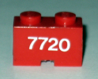 Lego Brick, Modified 1 x 2 with Cable Holding Cutout with 7720 Pattern (Sticker) - Set 7720