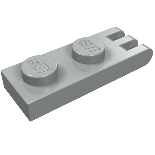 Lego Hinge Plate 1 x 2 with 3 Fingers [Solid Studs] / Light Gray