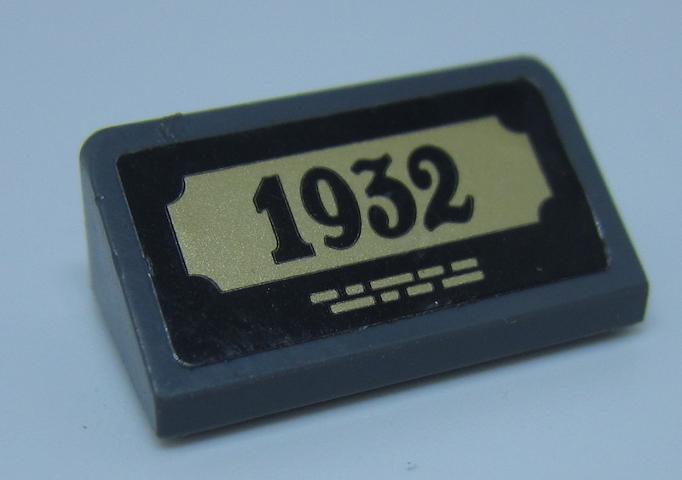 Lego Slope 30 1 x 2 x 2/3 with '1932' Statue Plaque Pattern (Sticker) - Set 60207