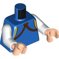 Lego Torso Jacket, Reddish Brown Straps, Gold Trim Print, White Arms, Light Nougat Hands / Blue