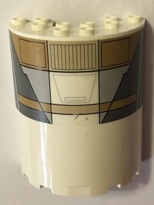 Lego Cylinder Half 3 x 6 x 6 with 1 x 2 Cutout with Tan, Light Bluish Gray and Dark Bluish Gray Panels Pattern (Sticker) - Set 75053