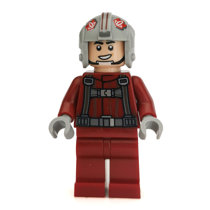 Lego T-16 Skyhopper Pilot, Dark Red Outfit, Buckles on Shoulder Straps