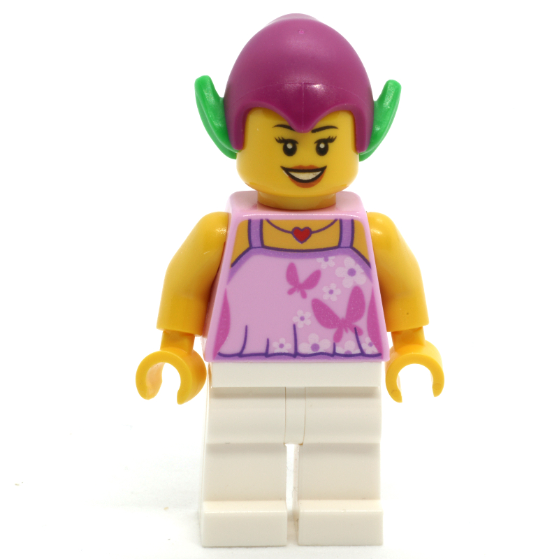 Lego Goblin - Bright Pink Torso, White Legs, Magenta Hat