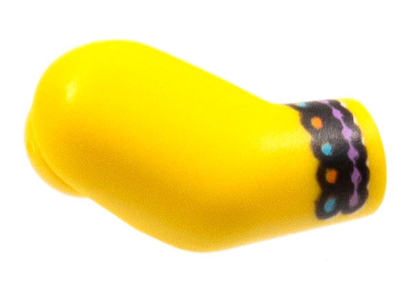 Lego Arm, Right with Black Cuff, Medium Lavender, Medium Azure, and Orange Trim Pattern