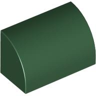 Lego Brick Curved 1 x 2 x 1 No Studs / Dark Green