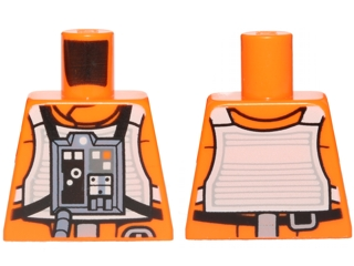 Lego Torso SW Rebel Pilot with Black Belt with Buckle on Back Pattern / Orange